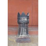 A Victorian crown top terracotta chimney-pot