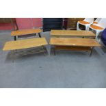 Three teak coffee tables and one other