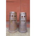 A pair of Victorian glazed terracotta chimney-pots