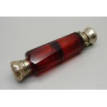A ruby glass double scent bottle, a/f