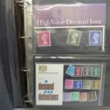 Stamps; an album of GB definatives presentation pack and first day covers including high value