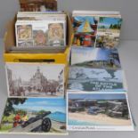 Postcards; a box of postcards, vintage to modern