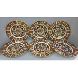 Six Royal Crown Derby 1128 Imari dinner plates