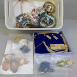 A collection of enamel costume jewellery