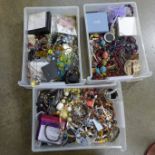 A three drawer chest of costume jewellery