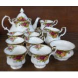 A Royal Albert Old Country Roses six setting tea set, one extra tea cup