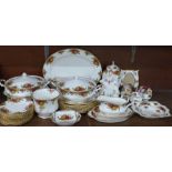 Royal Albert Old Country Roses dinnerwares including seven dinner, six side, twelve tea plates,