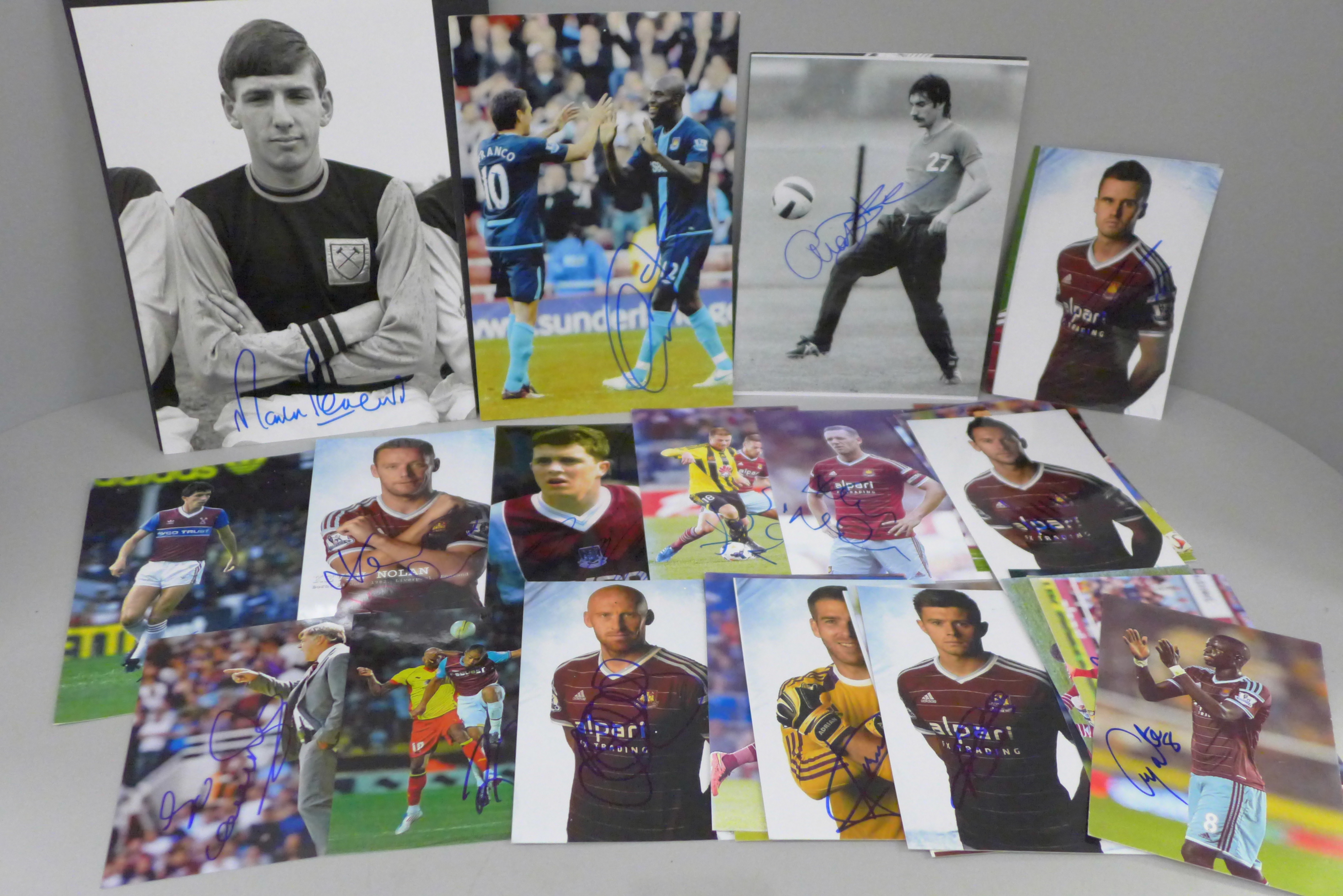 A collection of West Ham autographs (81) including Billy Bonds and Martin Peters