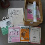 A collection of ephemera, mid 1800s onwards