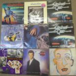 A collection of LP records, mainly Status Quo but also Squeeze and Chris Rea