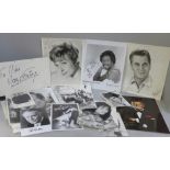 A Dame Margot Fonteyn autographed card and other autographs including The Dallas Boys, Torvill &