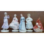 Four Royal Worcester figures; The Victoria & Albert Museum Walking-Out Dresses of the 19th Century