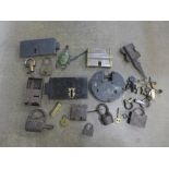 A collection of locks including Indian, Tibetan, three puzzle locks, etc.