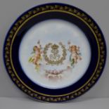 A Sevres cabinet plate, a copy of a plate in King Philippe of France dinner service decorated with