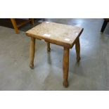 A Victorian sycamore wood milking stool