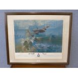 A Frank Wooton print, The Dambusters, signed by the artist and 617 Squadron crew, framed