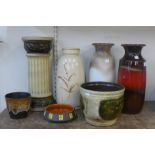 Assorted West German glazed pottery, etc.