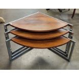A Danish rosewood and chrome corner nest of tables. CITES AIO no. 23GBA10JZSRAS