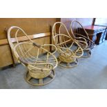 Three bamboo armchairs