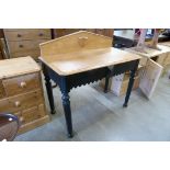 A Victorian painted oak single drawer serving table