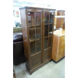 An early 20th Century carved oak two door bookcase
