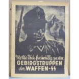 A WWII Waffen SS Mountain Troops original poster, tear to bottom edge, 41.5cm x 54.5cm