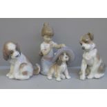 Three Lladro figures, boxed:- Gentle Surprise, An Elegant Touch and New Friend