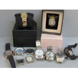 A collection of wristwatches including two lady's watches with boxes