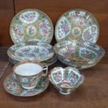 A collection of 19th Century Chinese export famille rose porcelain including large rice bowl, tea