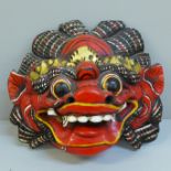 A Balinese traditional wall mask, 20cm