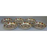 Six Royal Crown Derby 1128 Imari bowls, first quality, 16.5cm, (6½")