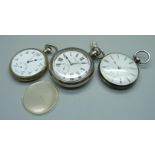 A Nirvana pocket watch, with screw back, a French pocket watch and one other