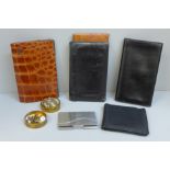 A silver mounted Mappin & Webb wallet and other wallets