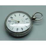 A silver pocket watch, Graves, Sheffield, case hallmarked Chester 1898