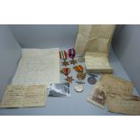 A WWI British War Medal to M2-174774 Pte. J.W. Whittle A.S.C., with two condolences letters to