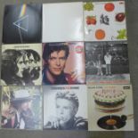 A collection of LP records; Cream, Byrds, David Bowie, Ian Dury, Bob Dylan, Rolling Stones, (Let