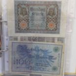 Bank notes; collection of worldwide bank notes in album, (28)