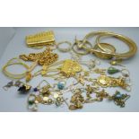 Indian jewellery including an 18ct gold plated bangle and gold tone jewellery