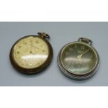 Two pocket watches including Westclox