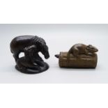 Two netsuke, horse and a rat