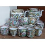 Chinese export famille rose teawares including four teapots