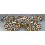 Six Royal Crown Derby 1128 Imari side plates, first quality, 21.5cm, (8½")