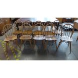 Ten Ercol Blonde elm and beech Windsor chairs