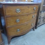 A George III style mahogany bow front chest of drawers