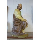 A French ecclesiastical painted polychrome chalk figure