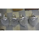 A set of four French Empire style pear shaped chandeliers