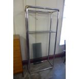 A chrome and smoked glass room divider