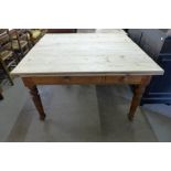A Victorian pine two drawer farmhouse kitchen table