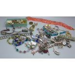 Costume jewellery, lady's wristwatches and eight pairs of cufflinks