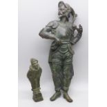 Two 19th Century bronze figures, tallest 18cm and lacking base